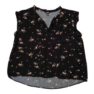 Buffalo David Bitton Black Floral Sleeveless Blouse